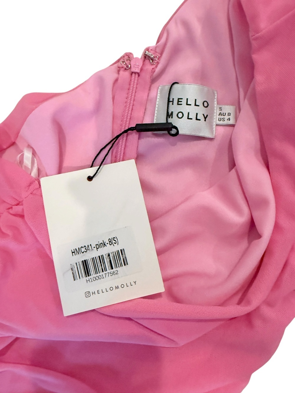 Hello Molly Pink Ruched Party It Up Dress One Shoulder Mini Size S 4 NWT Revolve - Picture 3 of 7